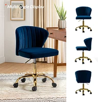 Modern Velvet Cute Armless Office Chair for Living Room Vanity Study