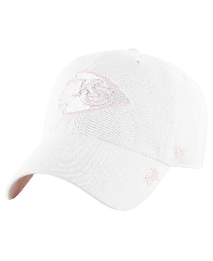 47 Women's White Kansas City Chiefs Ballpark Cheer Clean Up Adjustable Hat