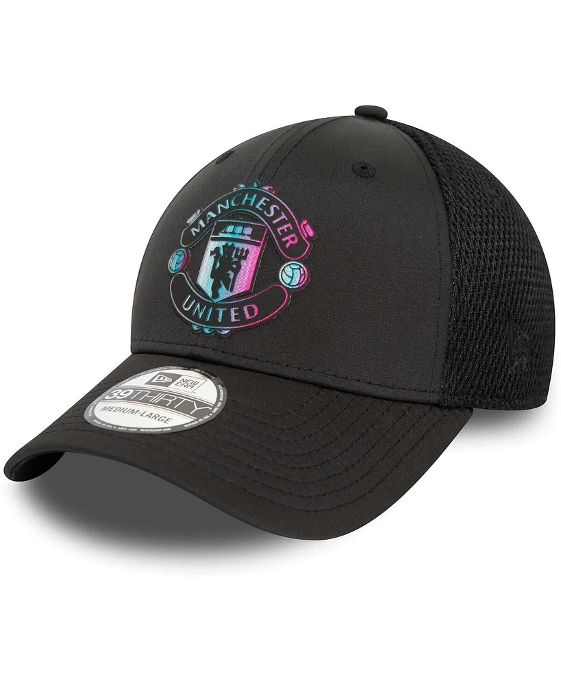 New Era Men's Black Manchester United Holographic 39thirty Flex Hat