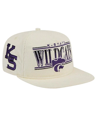 New Era Men's White Kansas State Wildcats Throwback Golfer Corduroy Snapback Hat