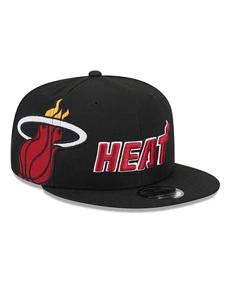 New Era Men's Black Miami Heat Side Logo 9fifty Snapback Hat