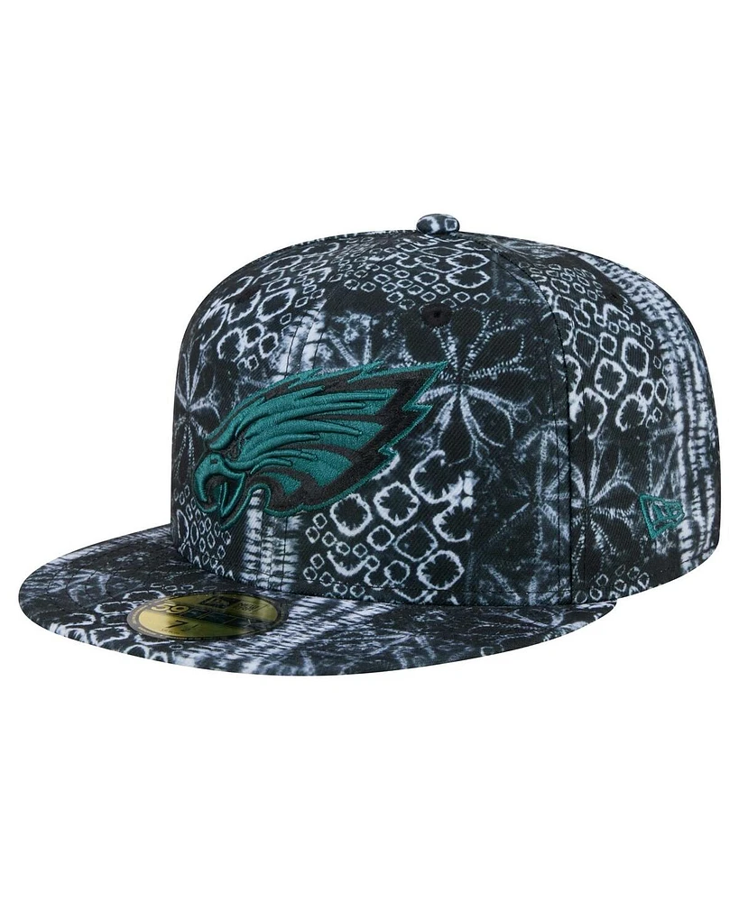 New Era Men's Black Philadelphia Eagles Shibori 59fifty Fitted Hat