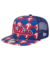 New Era Men's Royal Philadelphia Phillies Seeing Diamonds A-Frame Trucker 9fifty Snapback Hat