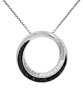 Black & White Diamond Circle 18" Pendant Necklace (1/6 ct. t.w.) in Sterling Silver