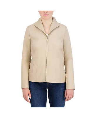 Cole Haan Women's Wing Collar Leather Jacket