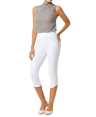 Hue Women's Game Changing Tulip-Hem Denim Capri Leggings