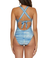 Becca Women's Washed Away Corset Lace-Up One-Piece Swimsuit