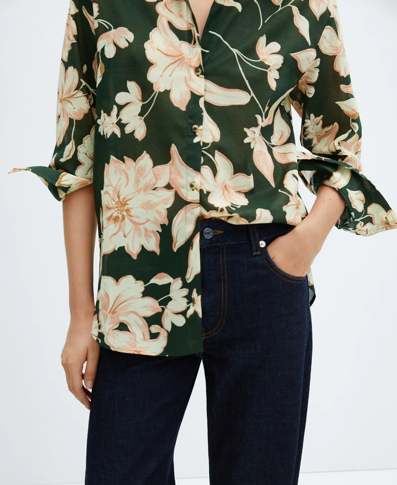 Mango Women's Cotton Flower Shirt