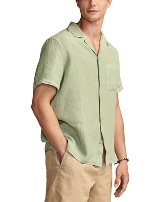 Lucky Brand Men's Linen Camp Collar Short Sleeve Shirt