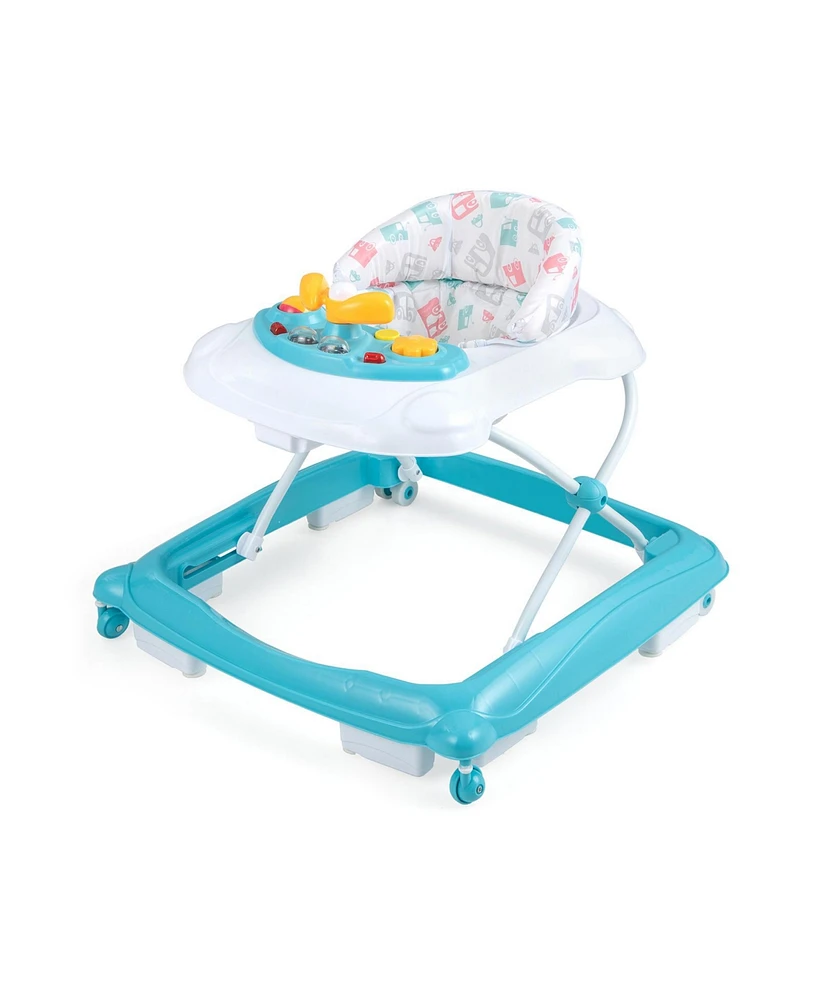 Slickblue Kids Foldable Baby Walker with 3 Adjustable Heights and Padded Seat