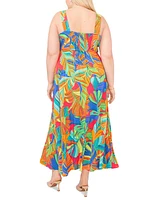 Vince Camuto Plus Size Printed Square-Neck Sleeveless Maxi Dress