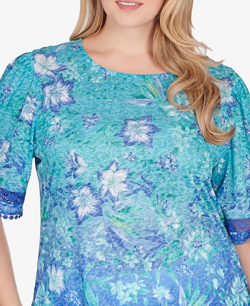 Ruby Rd. Plus Size Ombre Bali Floral Top
