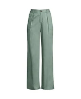 Lands' End Women's High Rise Pleated Tencel Fiber Wide Leg Pants