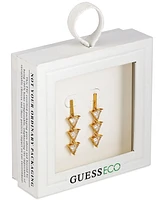 Guess 14k Gold-Plated Cubic Zirconia Triangle Linear Charm Hoop Earrings