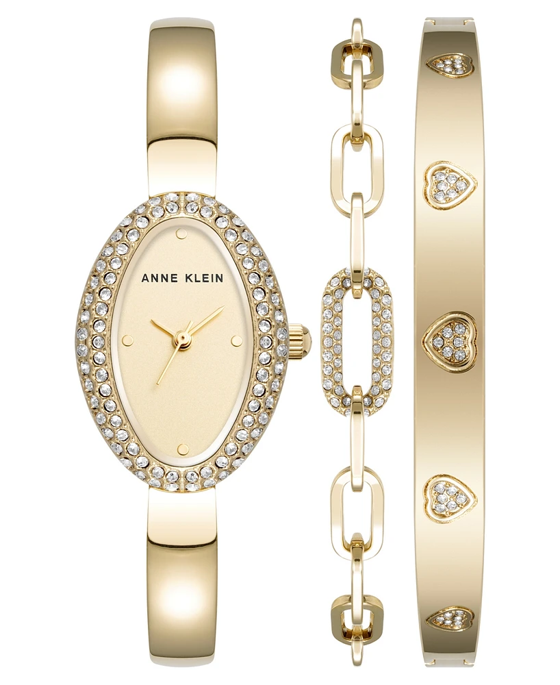 Anne Klein Women's Quartz Gold-Tone Alloy Bangle Watch Set, 20mm