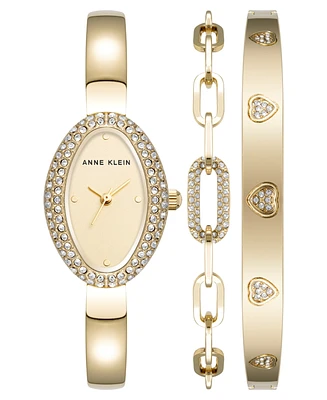 Anne Klein Women's Quartz Gold-Tone Alloy Bangle Watch Set, 20mm