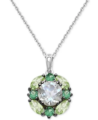 Multi-Gemstone Cluster Pendant Necklace (3-1/2 ct. t.w.) in Sterling Silver