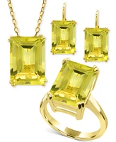 Green Quartz Emerald-Cut Statement Ring (6-7/8 ct. t.w.) in 14k Gold-Plated Sterling Silver (Also in Lime Quartz)