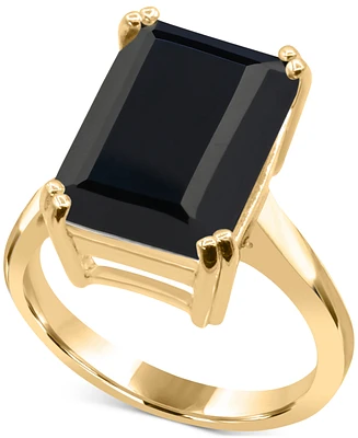 Black Onyx Emerald-Cut Statement Ring 14k Gold-Plated Sterling Silver (Also White Quartz)