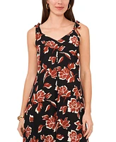 Vince Camuto Women's Floral Tie Shoulder Angled Hem Jumpsuit