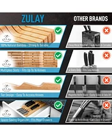 Zulay Kitchen Bamboo Knife Drawer Organizer Insert - Edge-Protecting Knife Organizer Block Holds Up To 11 Knives