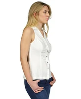 Michael Michael Kors Women's Linen Sleeveless Button-Front Top