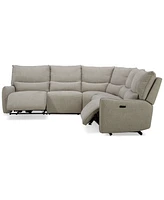 Olper 5-Pc. Fabric Zero Wall Sectional Sofa with Two Power Motion Pieces, Created for Macy's