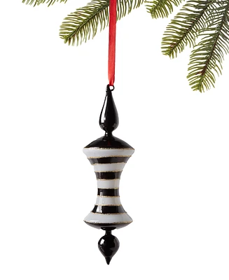 Holiday Lane Royal Holiday Black & White Striped Finial Ornament, Exclusively at Macy's