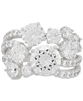Arabella Cubic Zirconia Cluster Statement Ring in Sterling Silver