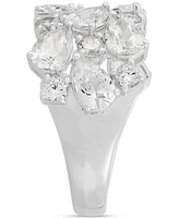 Arabella Cubic Zirconia Mixed Cut Cluster Statement Ring in Sterling Silver