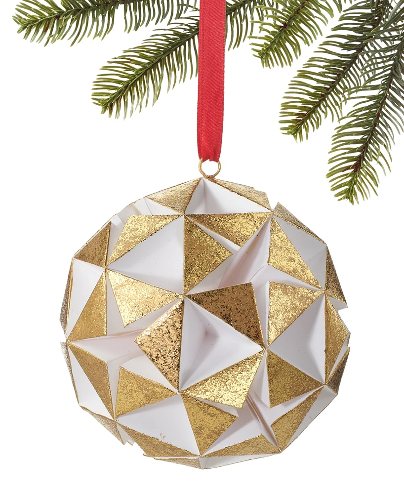 Holiday Lane Woodland White & Gold Star Paper Pattern Ornament, Exclusively at Macy's