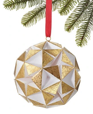 Holiday Lane Woodland White & Gold Star Paper Pattern Ornament, Created for Macy's