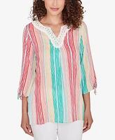 Ruby Rd. Petite Wavy Metallic Stripe Top