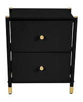 Simplify 2 Drawer Luxury Nightstand in Black