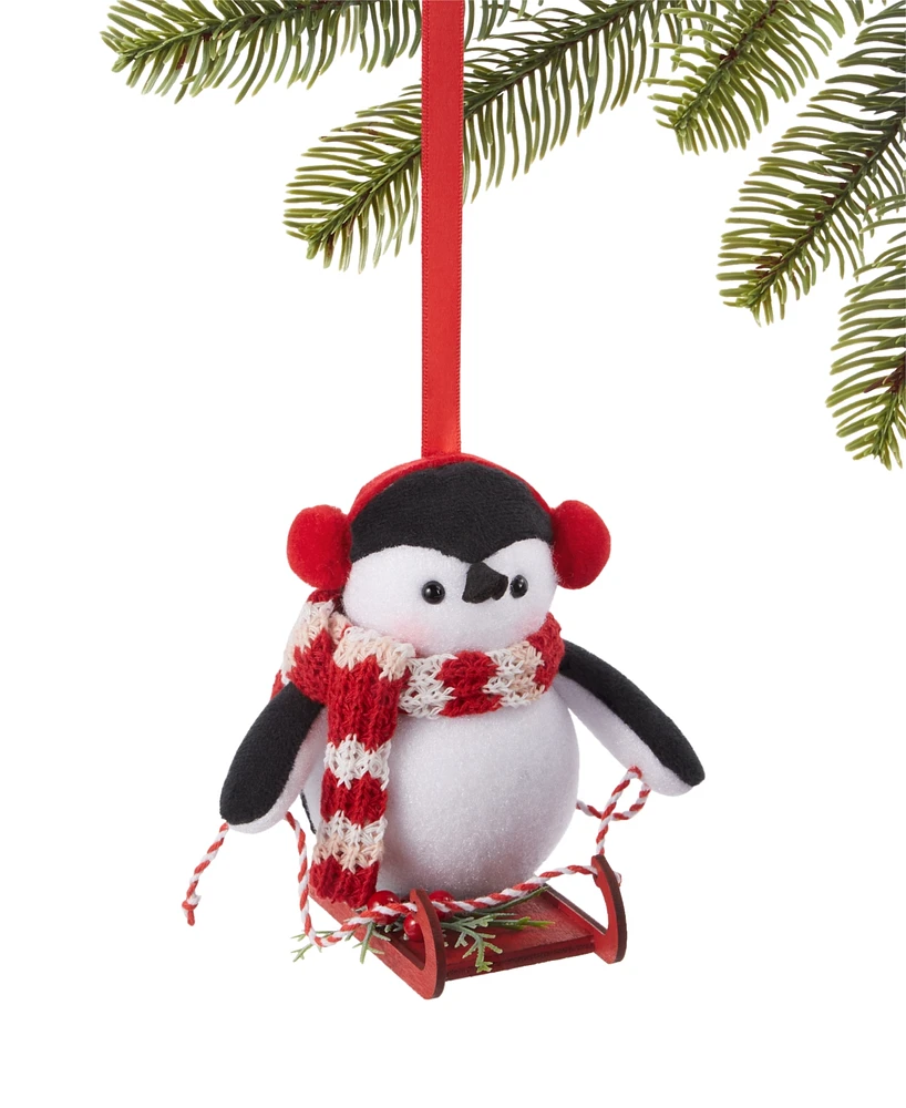 Holiday Lane Christmas Cheer Peguin with Scarf and Earmuff Ornament, Exclusively at Macy's