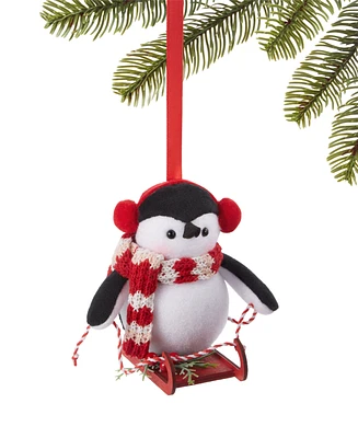 Holiday Lane Christmas Cheer Peguin with Scarf and Earmuff Ornament, Created for Macy's