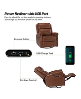 Chapas Transitional Genuine Leather Power Recliner