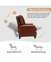 Bellino Modern Genuine Leather Recliner with Nailhead Trim