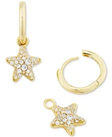 Kendra Scott Pave Star Removable Charm Huggie Hoop Earrings