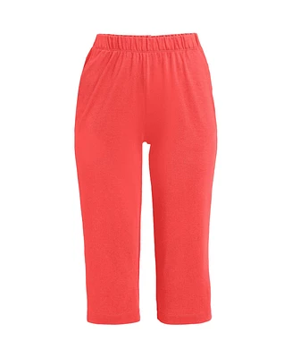 Lands' End Women's Plus Sport Knit High Rise Elastic Waist Capri Pants