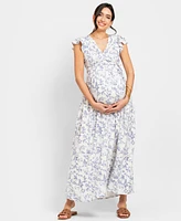 Seraphine Women's Maternity Flutter Sleeve Maxi Dress