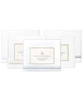 Aston and Arden Sateen California King Sheet Set, 1 Flat Sheet, Fitted 2 Pillowcases, 600 Thread Count, Cotton, Pristine White with Fi