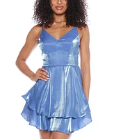 B Darlin Juniors' Iridescent Satin Fit & Flare Dress