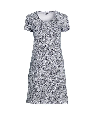 Lands' End Women's Cotton Short Sleeve Knee Length Nightgown