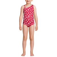 Lands' End Girls Chlorine Resistant One Shoulder Cut Out Piece Swimsuit