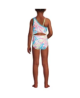 Lands' End Girls Chlorine Resistant One Shoulder Cut Out Piece Swimsuit