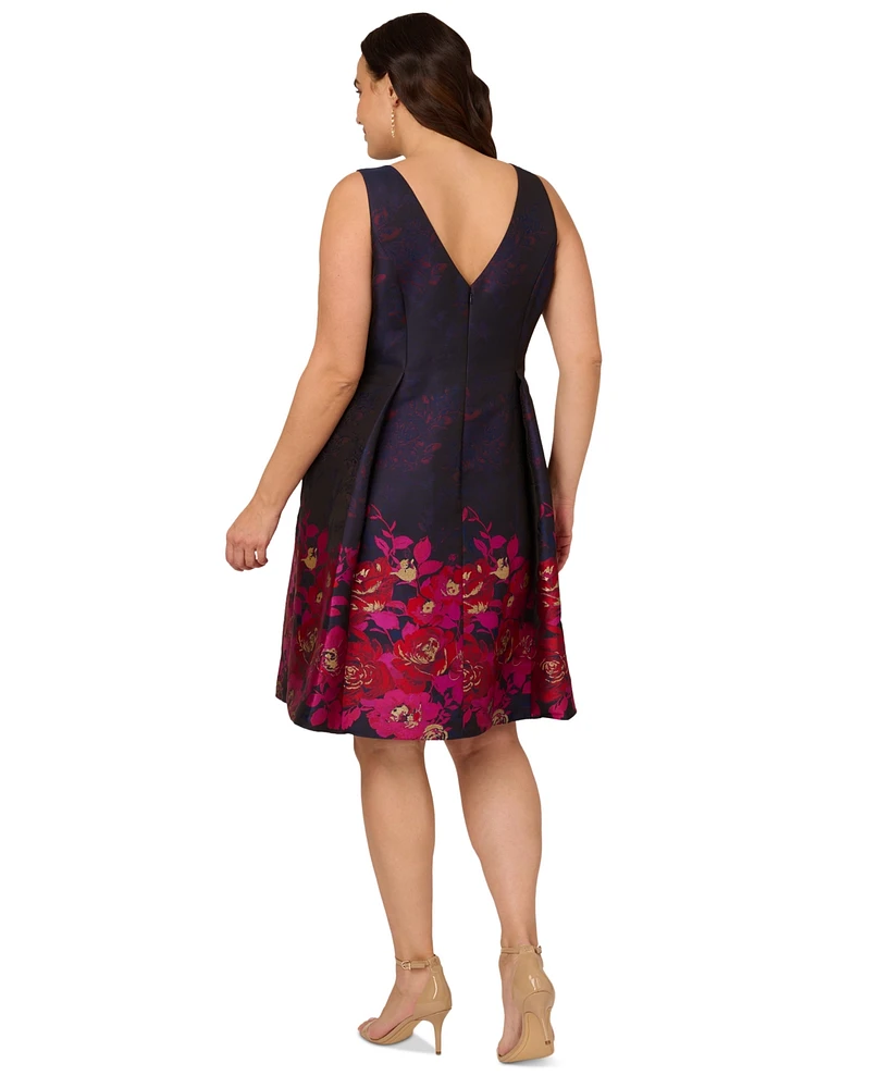 Adrianna Papell Plus Jacquard Fit & Flare Dress