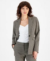 Bar Iii Women's Houndstooth One-Button Long-Sleeve Blazer, Created for Macy's