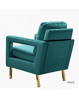 Levitt Square Arm Velvet Accent Chair with Metal Base