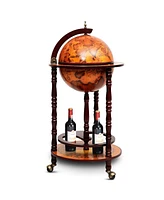 Slickblue 16th Century Wood Globe Wine Bar Stand